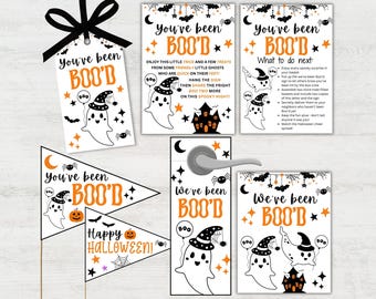 You've Been Boo'd Printable Halloween Kit, Halloween-Boo Basket Neighbor Gift, You've Been Booed Sign, Boo Kit, Pennant Flags, Treat Tags