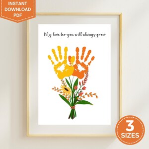 Flower Handprint Craft, Mother&#39;s Day Handprint Gift, Handprint Activity for Kids, DIY Handprint Art, Toddler Keepsake, Birthday Handprint