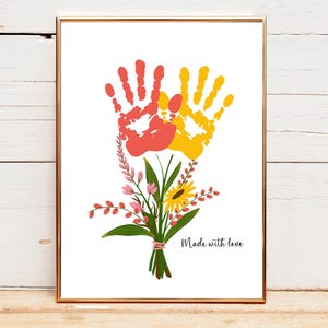 Flower Handprint Craft, Handprint Activity for Kids, Mother&#39;s Day Handprint Gift, DIY Handprint Art, Toddler Keepsake, Birthday Handprint
