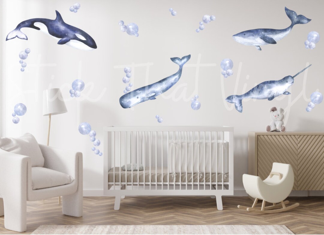 Whales & Bubbles Under Water Wall Decals Nursery Etsy