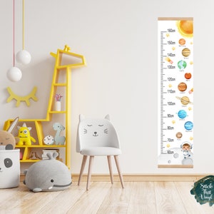 Espace, courbe de taille, courbe de croissance, chambre d'enfants, décoration, planètes, étoiles, chambre de bébé, chambre d'enfants, système solaire