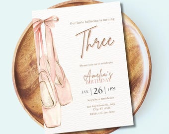 Elegant Ballerina Birthday Invite Template Dancer Birthday Pink Tutu Digital Invitation Editable Birthday Party Ballet-themed Invite