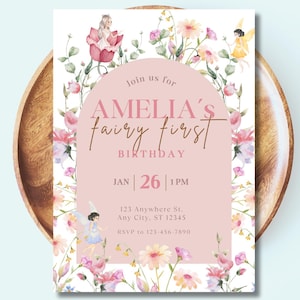 Fairy Birthday Party Invitation enchanted 1st birthday invite my fairy first  birthday invitation girl fairy 1st birthday invite