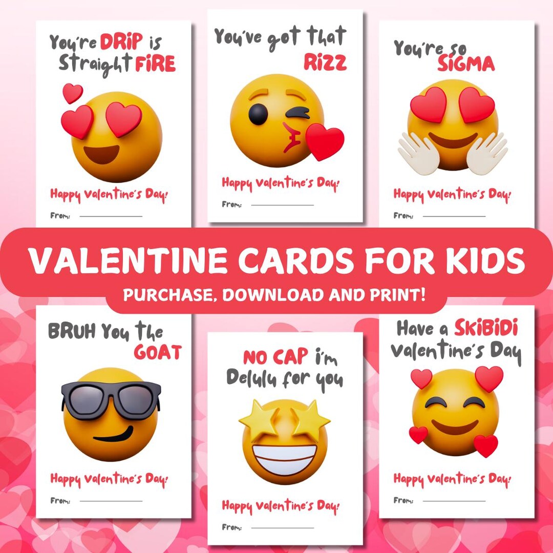 Slang Kids Valentine's Day Cards Printable Funny Valentine Classroom ...