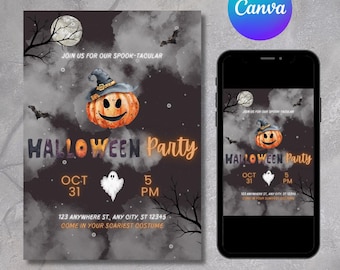 Editable Halloween Party Invitation Template (Digital Download)