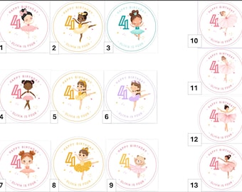 Personalized Birthday Ballerina Stickers