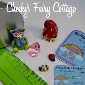 Regenboog beary vrienden adoptie set, verbeelding en doen alsof spelen. Adopteer een schattige beer met geboorteakte. Leuke kinderen. Geweldige cadeaus