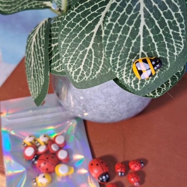 Fairy accessories, wooden lady beetle/bees for fairy gardens and imagination play, creative play, bugs, lady bugs, miniatures, activities