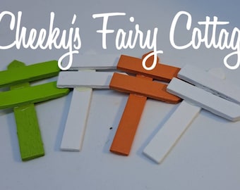 Fairy accessories, wooden stake signs for fairy gardens and imagination play, creative play