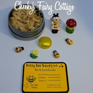 Mini buzzy bee friend adoptie set, verbeelding en doen alsof spelen. Adopteer een schattige buzzy bee met geboorteakte. Leuke kinderen. Geweldige cadeaus
