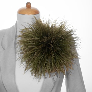 Ostrich Feather Brooch Dark Olive Green Statement Corsage Statement Pin