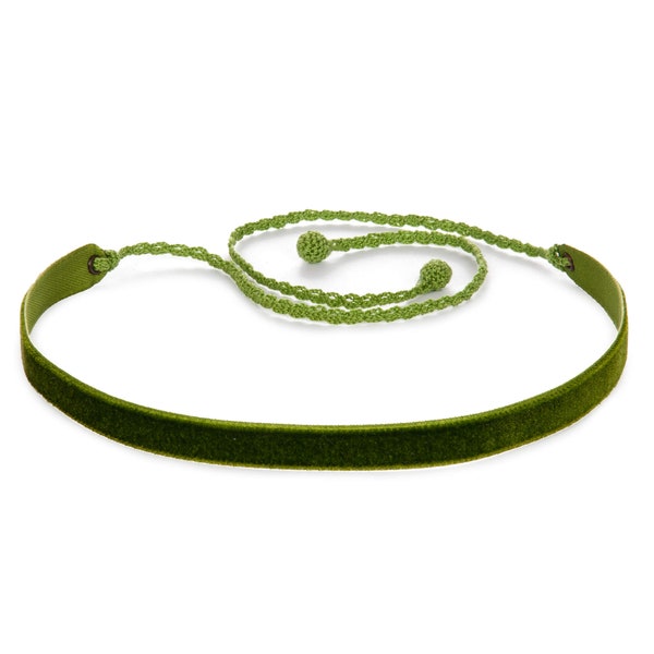 Green Choker Collar Velvet For Women, Green Ribbon Choker Necklace