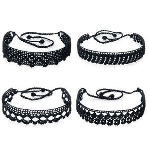 Black Handmade Lace Choker, Crochet Necklace, Fashion Jewelry, Patterned Lace Bohemian Tattoo