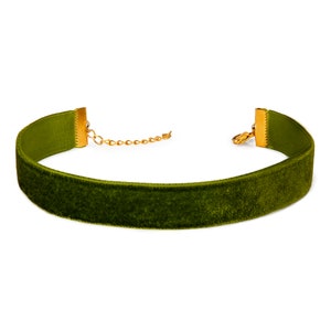 Green Velvet Choker Necklace 2 cm Width for Mothers Day gift - Green Gothic Victorian Style Choker Necklace