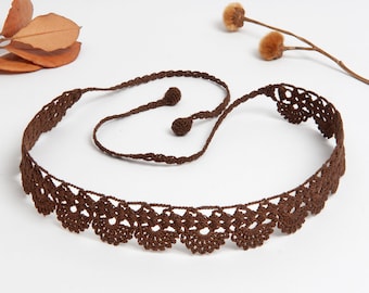 Crochet Victorian Choker necklace, lace choker, Burgundy choker, Black victorian choker, fantasy collar choker