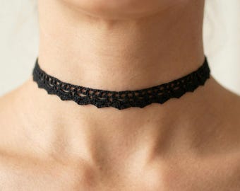 Handmade Black Crochet Choker Necklace, Boho crochet choker, Choker Black, Christmas Gifts, Cosplay