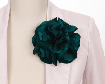 Dark Green Flower Brooch, flower pin, packed as a gift