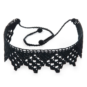 Handmade Black Crochet Lace Choker
