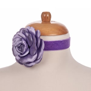 Light Purple Rose Choker Necklace, Rose Purple Flower Choker Necklace, Handmade Floral Choker Necklace For Women