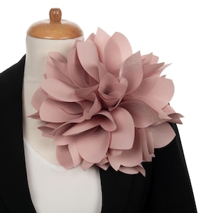 Powder Color large flower Elegant satin party flower brooch for women,  Oversized floral pin Gift for her