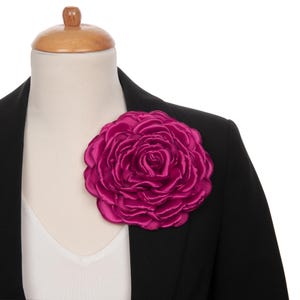 Medium Fuchsia Color Flower Brooch, flower pin, packed as a gift