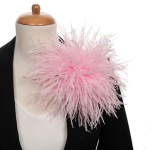 Medium Size Pink Feather Brooch, Carmine ostrich feathers decorative floral pin for summer concept