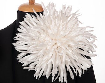 Oversized Ivory Color flower Elegant Satin Party flower brooch for women,  Large floral pin packaged as gift for her