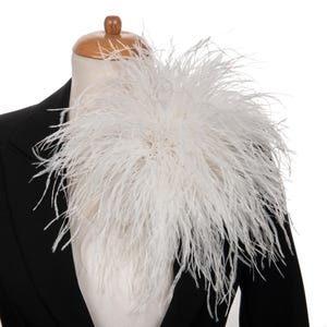 White Ostrich Feather brooch, wedding bride special event, large fashion accessory pin corsage