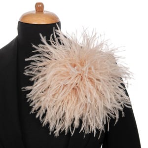 Medium size Cream feather brooch, Carmine ostrich feathers decorative floral pin