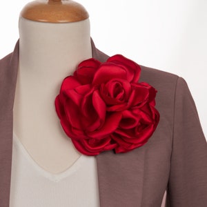 Large Flower Brooch, Handmade Big Rose Shoulder Pin For Women