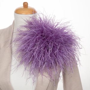 Lilac Ostrich Feather brooch, wedding bride special event, large fashion accessory pin corsage