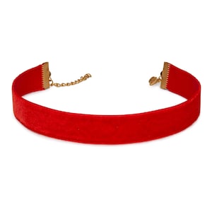 Red Velvet Choker Necklace Gothic Ribbon, Red Choker Necklace