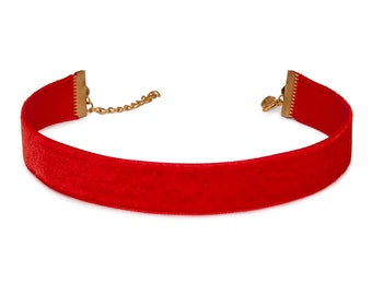 Red Velvet Choker Necklace: Gothic Victorian Ribbon