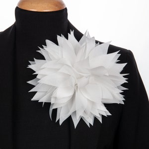 Extra Large White Flower Brooch, High Quality  Large Brooches, Handmade Floral Shoulder Pin for Women
