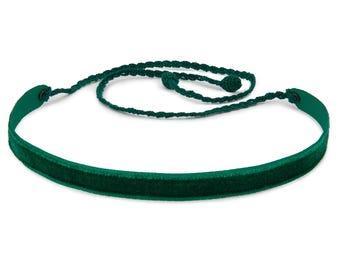 Dark Green Choker Collar Velvet For Women, Ribbon Necklace  Choker