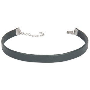 Gray Thin Genuine Leather Choker, Bohemian Collar Necklace, Statement Gift