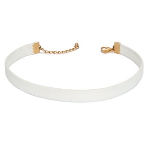 White thin genuine leather choker necklace, 10 mm plain leather choker, Unisex choker, Made to size, Minimalist choker