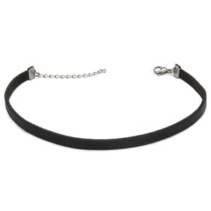 Black thin genuine leather choker necklace | 6mm plain leather choker | Unisex choker | Minimalist choker |