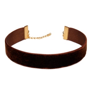 Brown Velvet Choker Necklace 2 cm Width - Brown Gothic Victorian Style Choker Necklace Gift