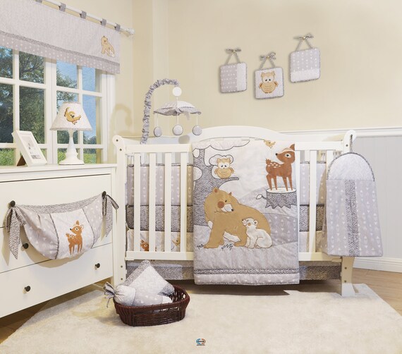 Bumperless 12 Pieces Enchanted Forest Woodland Baby Nursery Crib
