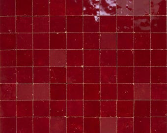 Moroccan Zellige Red 5x5 cm Sparkling Authentic handmade zellige tiles Moroccan Zellige