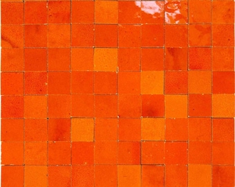 Zellige Marocain Orange – Carreaux Artisanaux Faits Main,carrelage cuisin