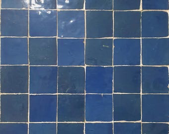 Echte handgemaakte zellige tegel - 5x5 cm - Middernachtblauw Marokkaanse zellige handgemaakte zellige