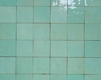 Water Green Zellige 30x30 cm – Handmade Moroccan Tiles – Luxury Wall & Floor Tile – Kitchen Backsplash Bathroom Tile – Atlas Zellige