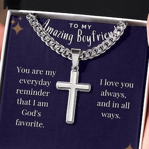 Gift for Boyfriend, Men&#39;s Cross Necklace, Boys Cross Necklace, Waterproof Jewelry, Silver Cross Necklace for Men, Father&#39;s Day Gift