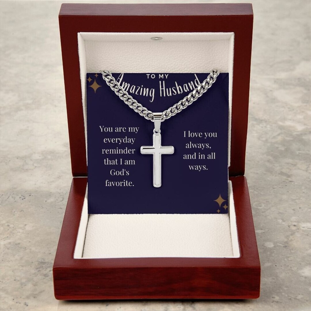 Men's Stainless Steel 75mm Cross Pendant – 24 Inch Cuban Curb Chain – 316L – Pure Luxe Jewelry