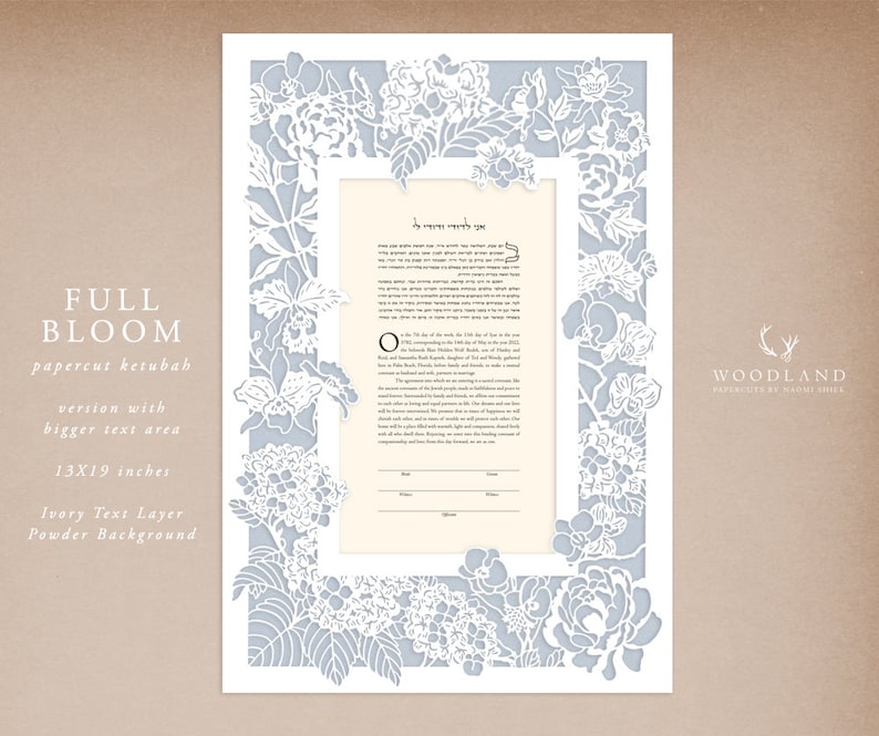 Full Bloom hand-cut papercut ketubah by Naomi Shiek