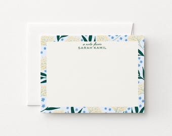 Juego de tarjetas de felicitación florales personalizadas, tarjetas de papelería personalizadas