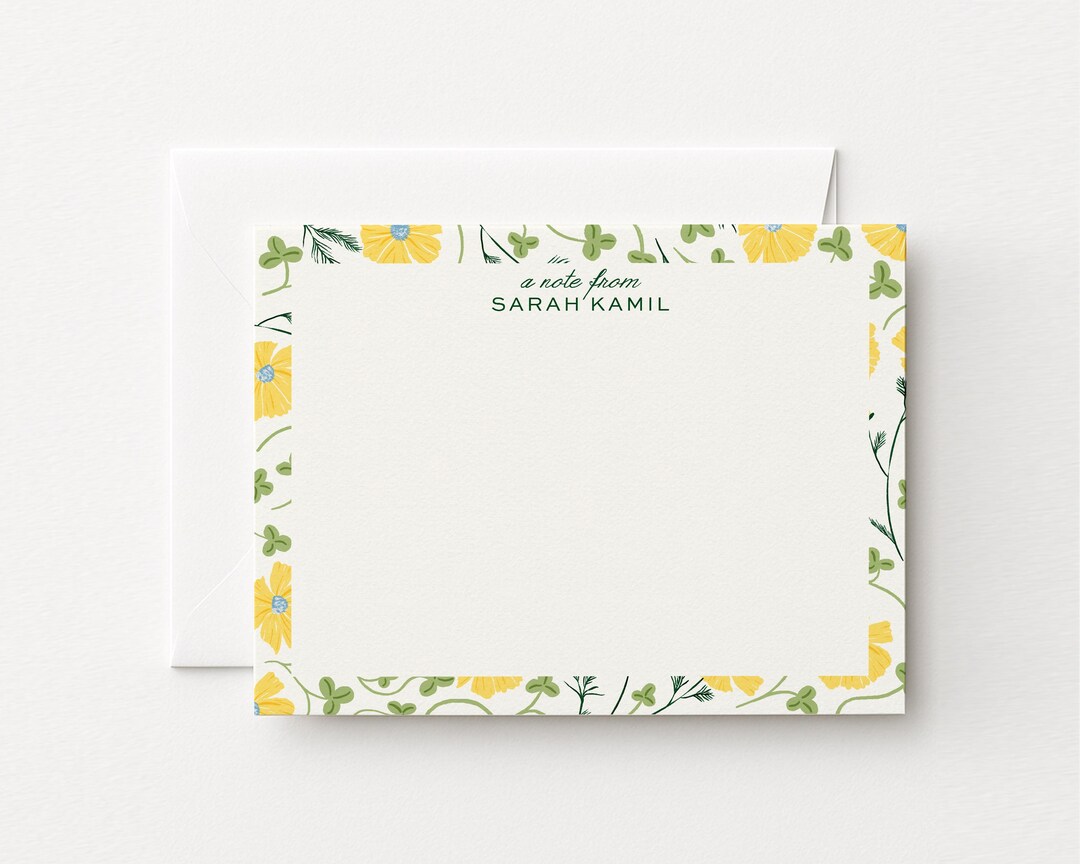 Personalized Floral Notecard Set, Custom Stationery - Etsy