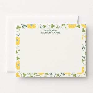 Personalized Floral Notecard Set, Stationery Card Set with Name, Set of 8 or 16, Custom Flat Notecards, Thank you Notes, Custom Stationery